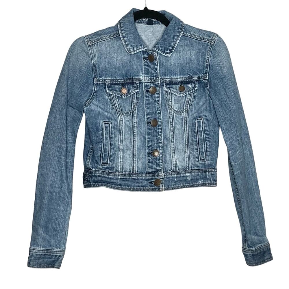 American Eagle Distressed Denim Jean Jacket Size Small